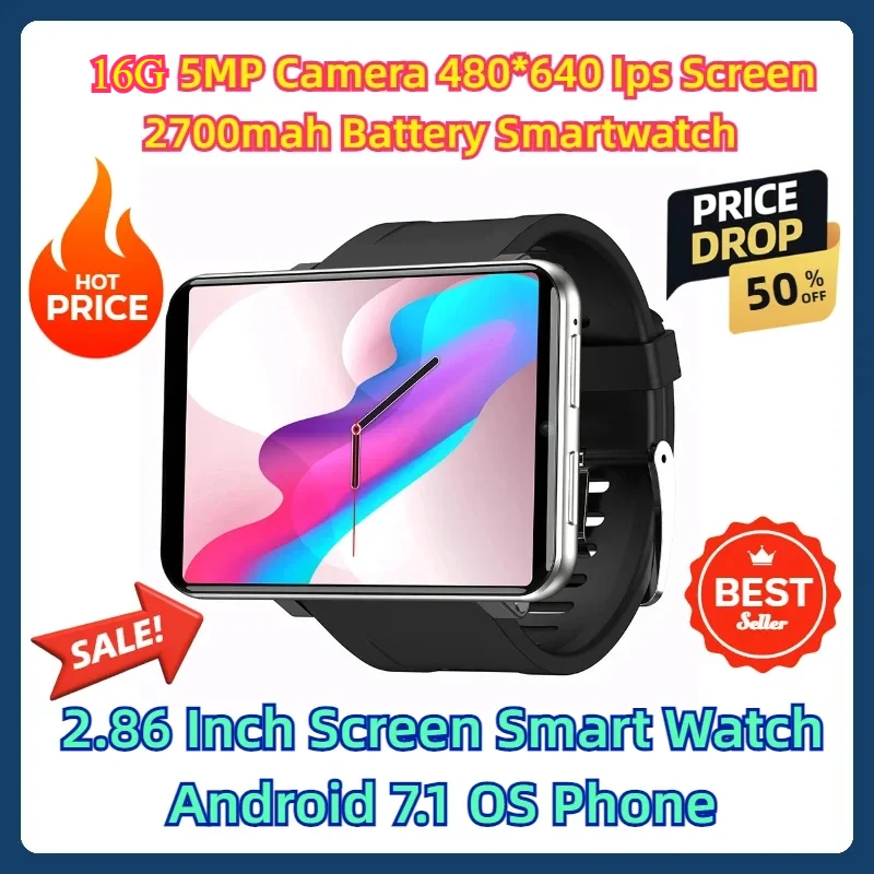 

16GB 5MP Camera 480*640 Ips Screen 2700mah Battery Smartwatch 2.86 Inch Screen Smart Watch Android 7.1 OS Phone