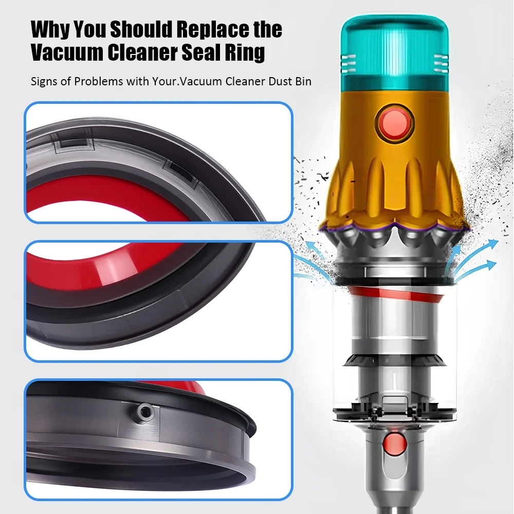 حاوية الغبار العلوي حلقة لإحكام الإغلاق الثابتة لدايسون V11 V15 SV14 SV15 SV22 ملحقات المكنسة الكهربائية قطع الغيار