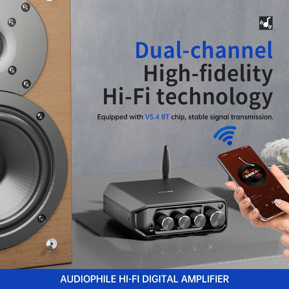 YS-LP3 tpa3116 amplificador classe d bluetooth 5.4 2.0 canais 50wx2 amplificador de áudio estéreo de alta fidelidade amplificador digital volume ajustável