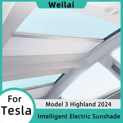 For Tesla Model 3 Highland 2024 Intelligent Electric Sunshade Sunroof Front Rear Glass Roof Sun Visor Protector Car Accessories