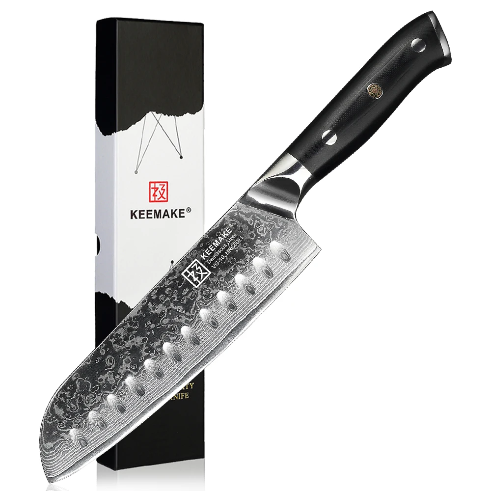 

KEEMAKE Japanese Santoku Knives 73 Layers High Carbon Damascus Steel Kitchen Design Knife Ultra Sharp Meat Cutting Knife Tools