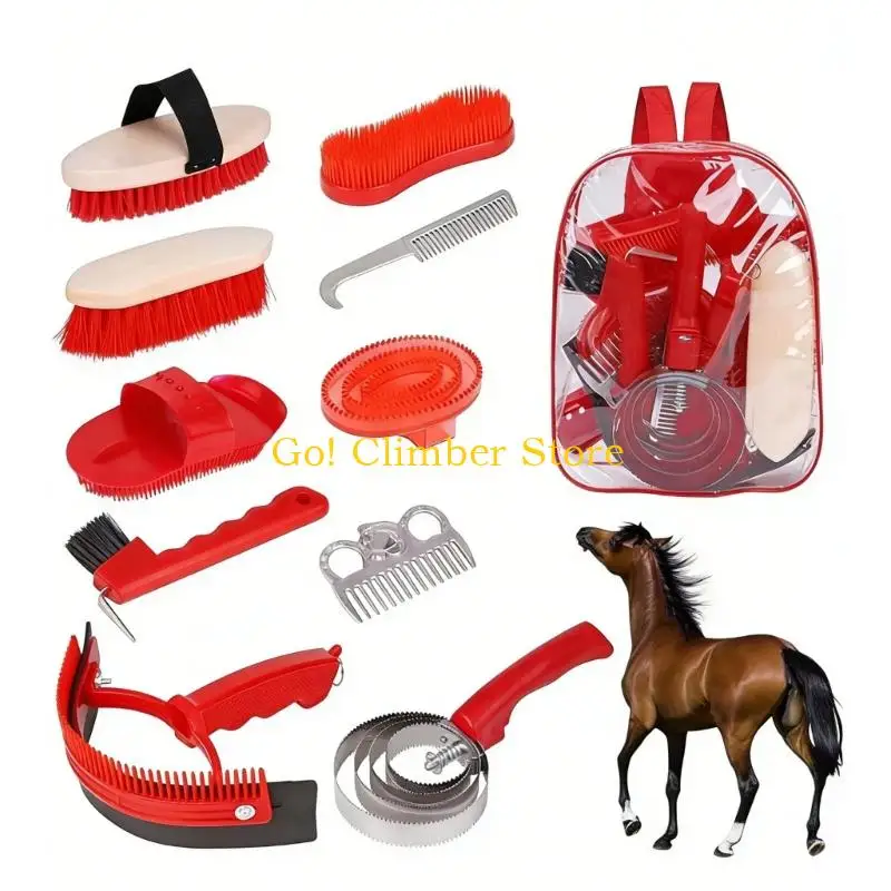 Q84C Horse Shedding Grooming Massaging Tool Set Bathing Cleaning Supply Horse Equipment Cleaning Tool view 5