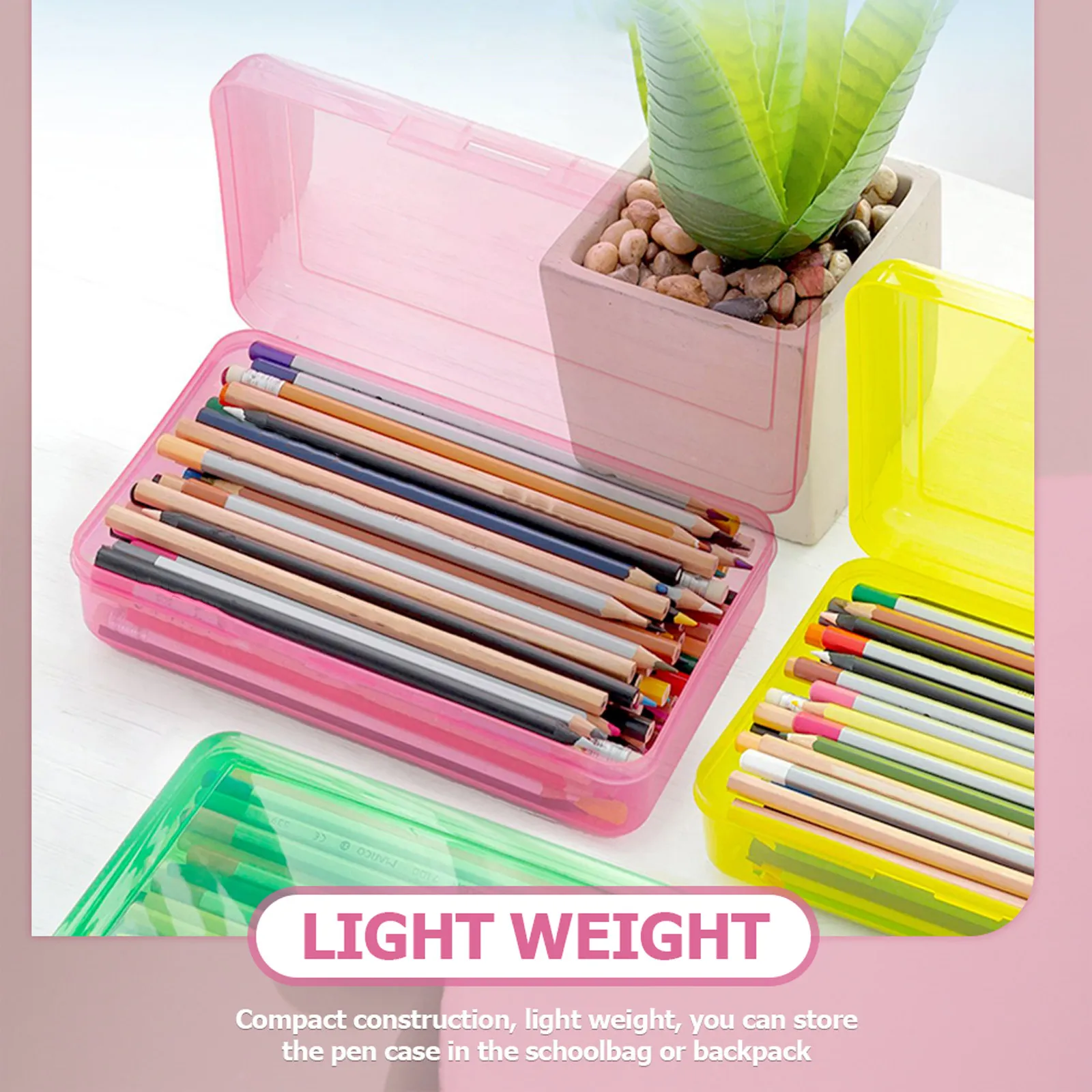Transparent Plastic Pencil Case Pencil Box Organizer for Students Portable Pen Storage Container Pen Case