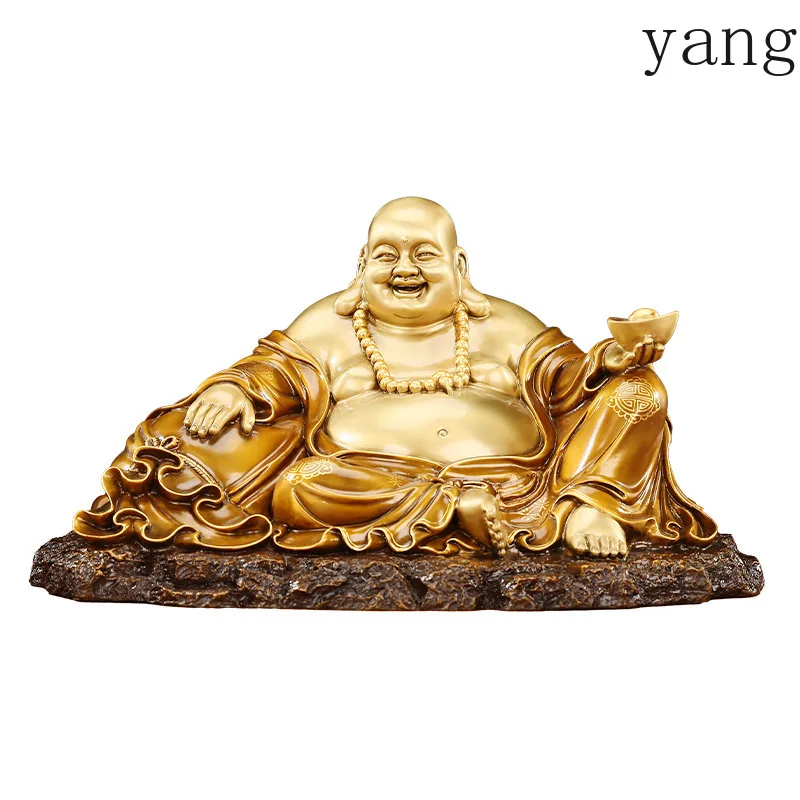 CX Brass Maitreya Buddha Ornament Crafts Big Belly Laughing Buddha Cloth Bag Company Opening Ornament