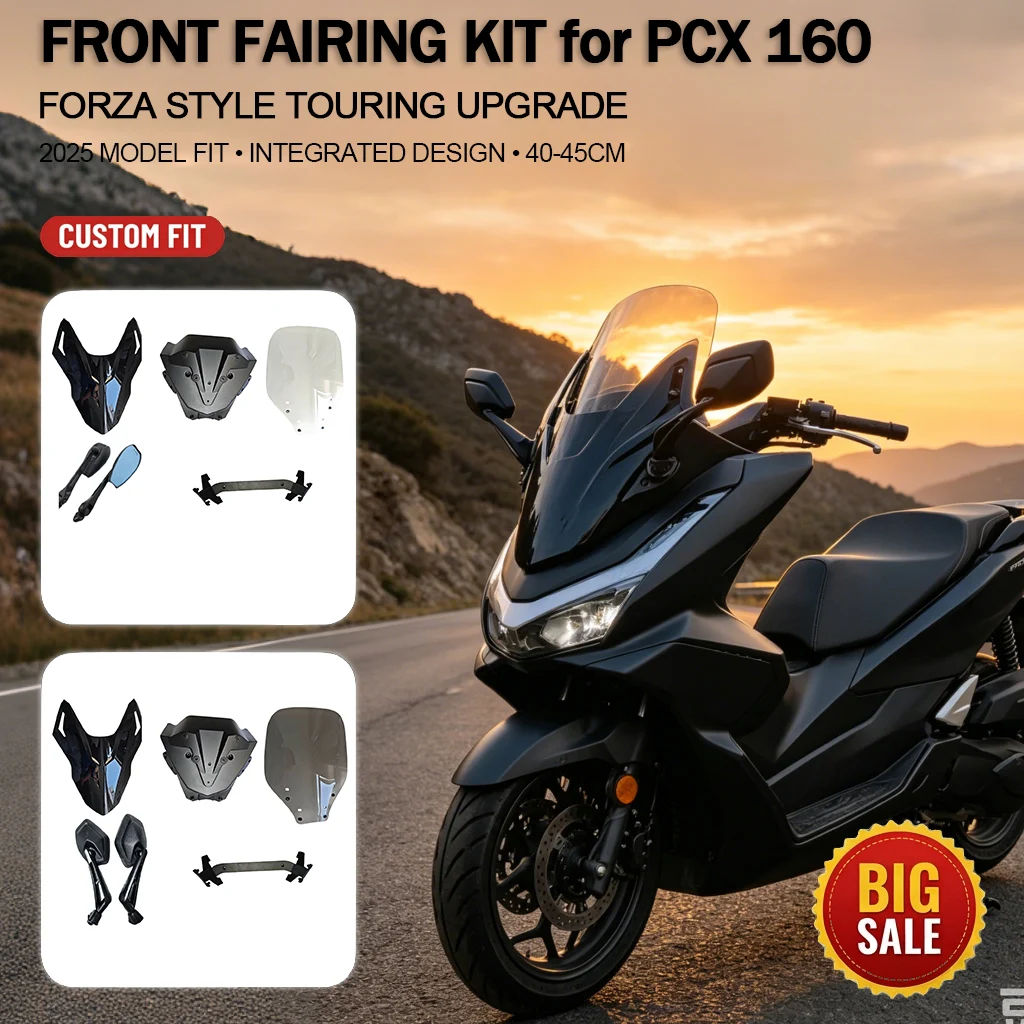 

Motorcycle Front Fairing Windshield Kit for PCX 160 2025 Forza Style Windscreen Deflector Touring Accessories