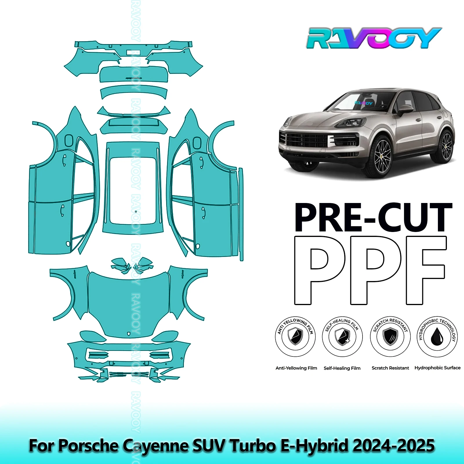 

8.5Mil Precut PPF Paint Protection Film Full Vehicle Clear Bra For Porsche Cayenne SUV Turbo E-Hybrid 2024-2025