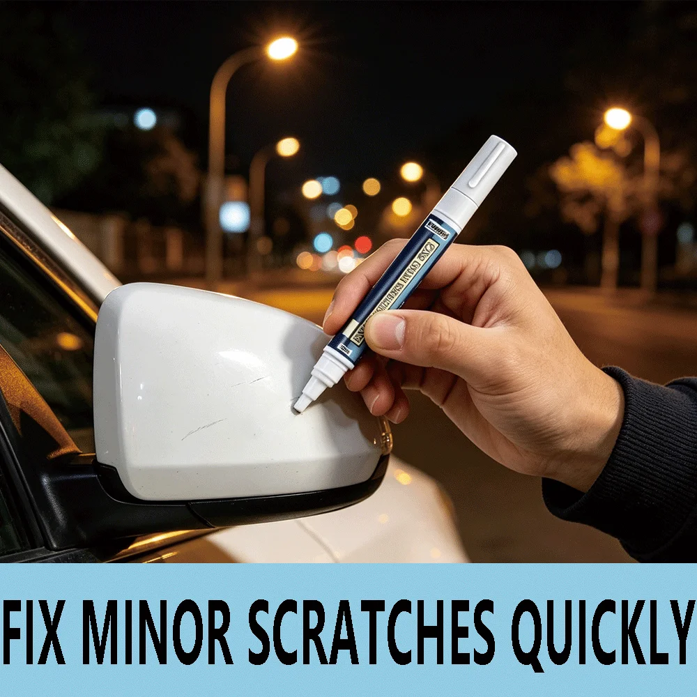 Car Paint Scratch Repair Brush Pen, Waterproof Water-Based Paint Marker, for Car Tire Pattern Care, Black, White