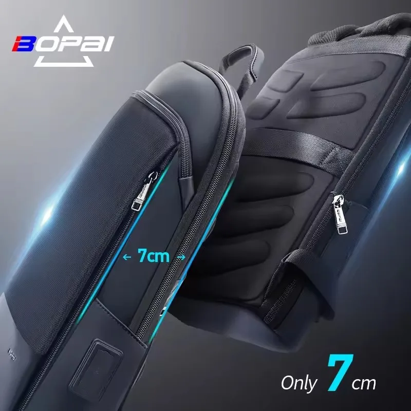 

BOPAI мужской/женский тонкий рюкзак, модный многофункциональный рюкзак с зарядкой через USB, ультратонкий легкий противоугонный дорожный рюкзак для ноутбука 15,6-17,3 дюйма