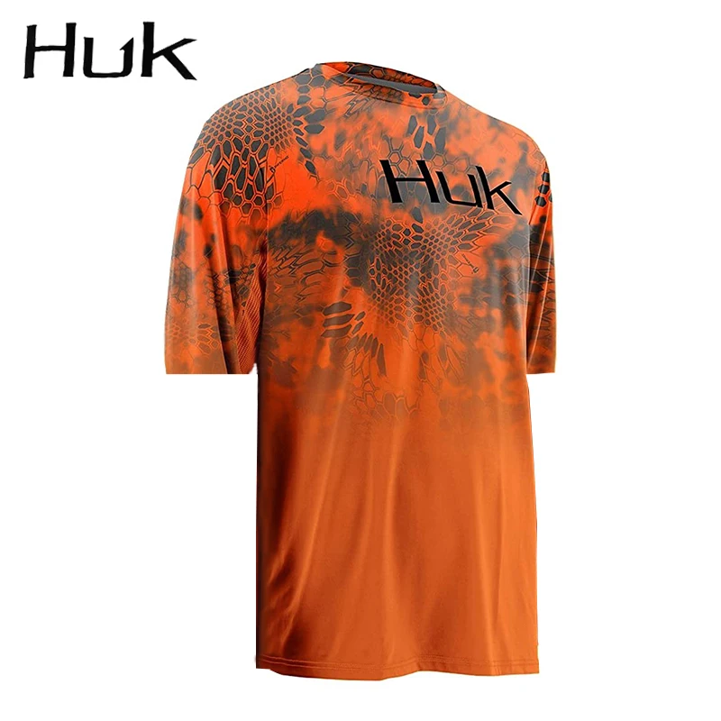 2023 HUK Fishing Shirts Men Summer Outdoor Short Sleeve Fishing Jerseys Fish Apparel Protection Breathable Angling Clothing