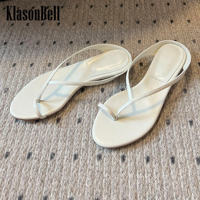 5.10 KlasonBell Retro Wedges Heel Slippers Women\'s 2024 Summer New Shallow Simple Flip-flops Sandals