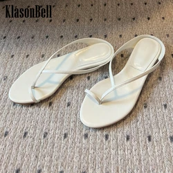 5.10 KlasonBell Retro Wedges Heel Slippers Women's 2024 Summer New Shallow Simple Flip-flops Sandals