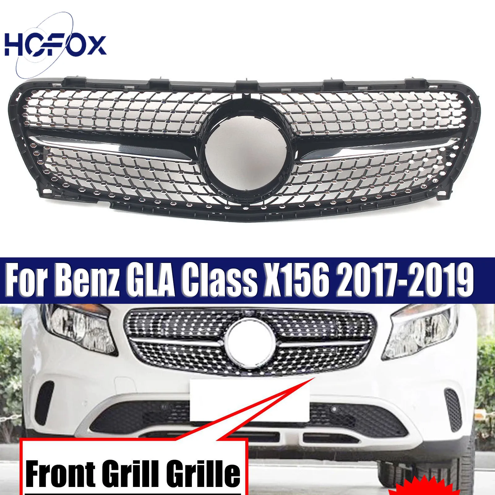 

Front Bumper Racing Grill Car Styling GT Panamerican Grille Facelift Accessories For Mercedes Benz GLA Class X156 2017-2019