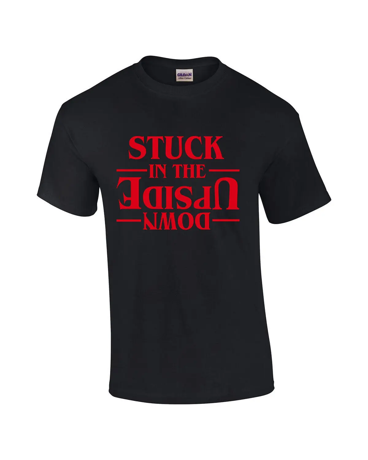 

Stuck in the Upside Down Hawkins Indiana TV Intro Mens T shirt