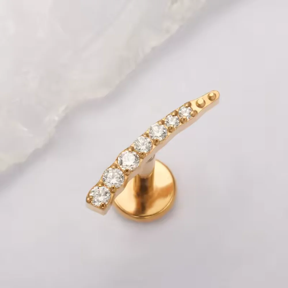 F136 سبائك التيتانيوم جديد متعدد الألوان سرادق زركونيا الأذن الغضروف ترصيع موضة الأذن ثقب الشفاه ترصيع هيئة ثقب المجوهرات