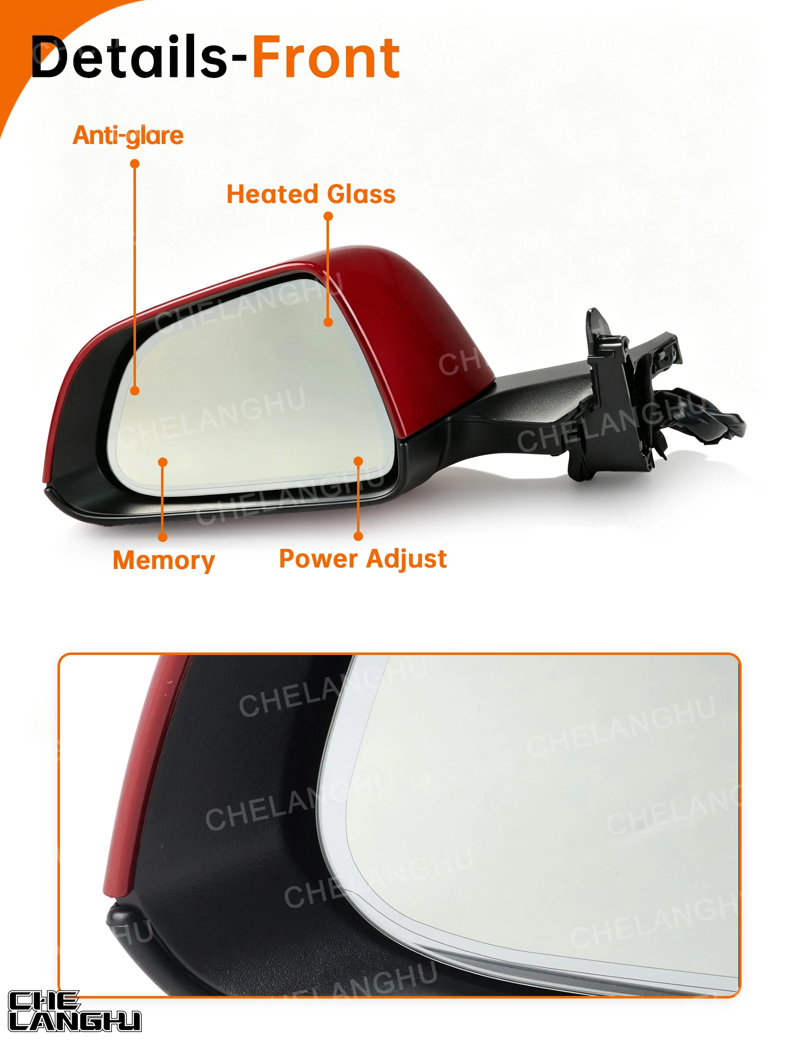 For Tesla Model 3 2021 2022 2023 2024 2025 2026 Car 10/11 Pin Red Painted Power Fold Memory Auti Glare Mirror Assembly
