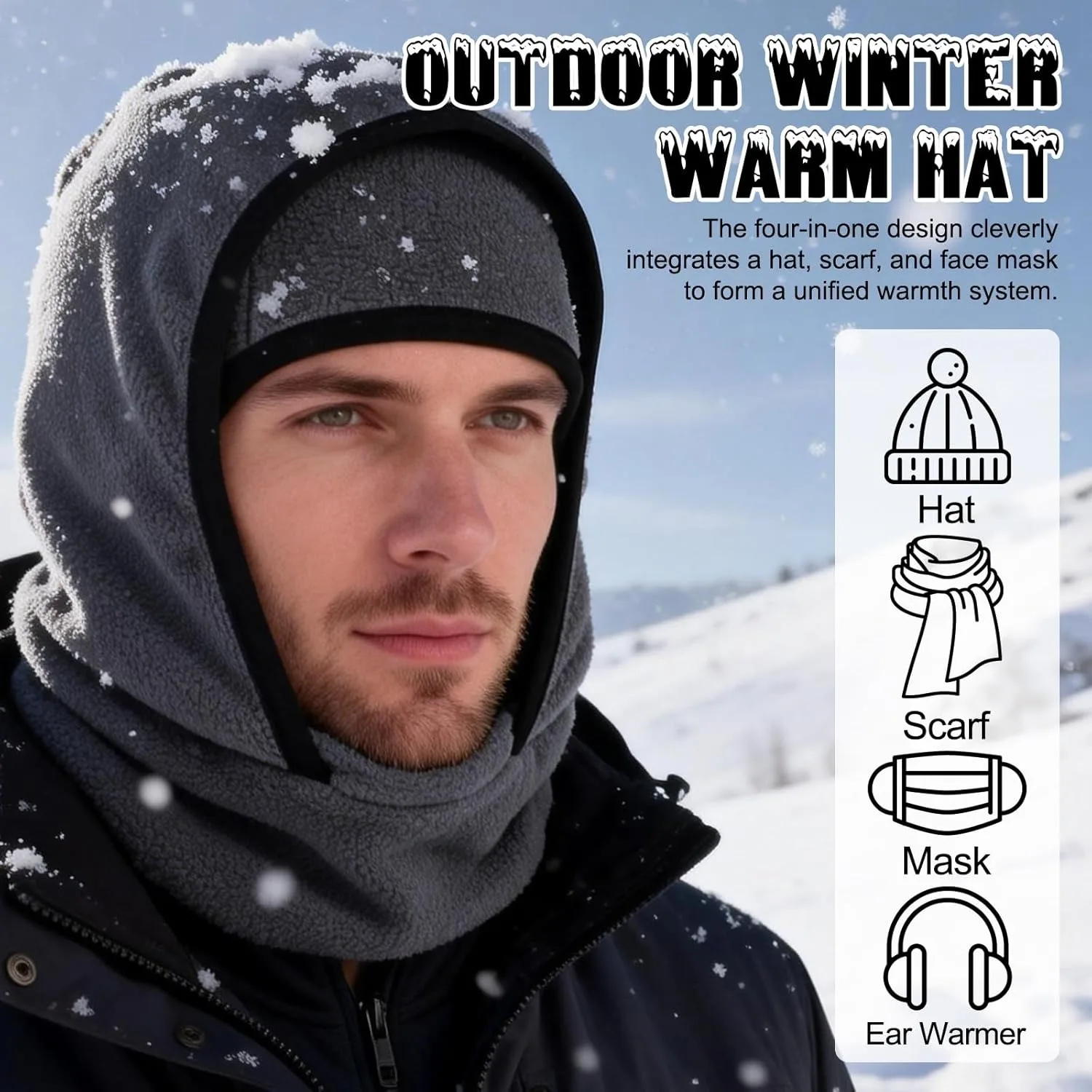 

1pcs Outdoor Autumn Winter Warm Hat, Two-Layer Design, Windproof, Helmet Compatible, Unisex, Men and Women, Cold Weather Headwear