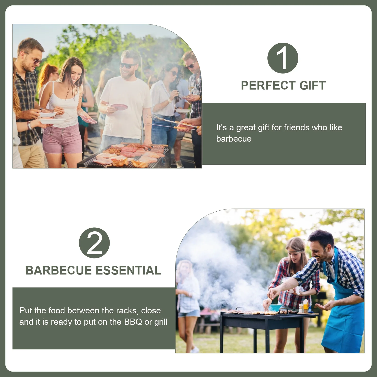 

Fish Grill Basket with Hook Non-stick Mesh Grilled Fish Barbecue Clip Net Outdoor Barbecue Tool (Silver 44x15cm)