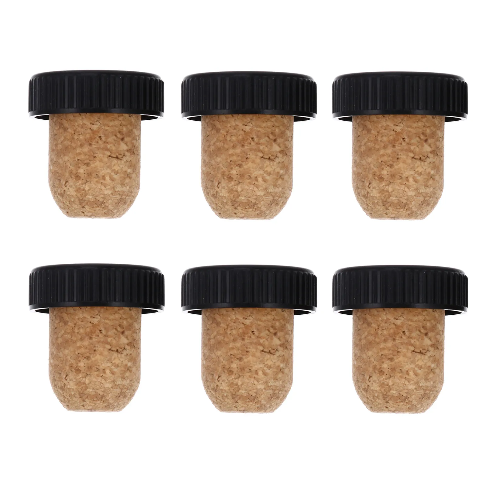 6Pcs Elegant Red Wine Bottle Stoppers Made of Wood Plastic Good Decoration Effect for Ktv Hotels Clubs Wine Supplies Glass