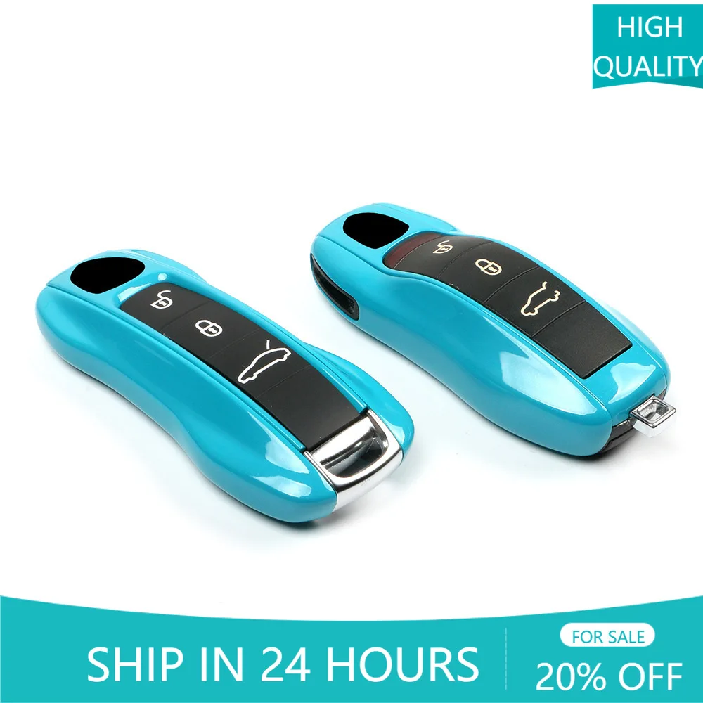 NEW1 Fashion Miami Blue For Porsche Panamera Boxster Cayman Cayenne 911 970 981 991 Spyder Carrera Macan Car Key Case Cover Hold