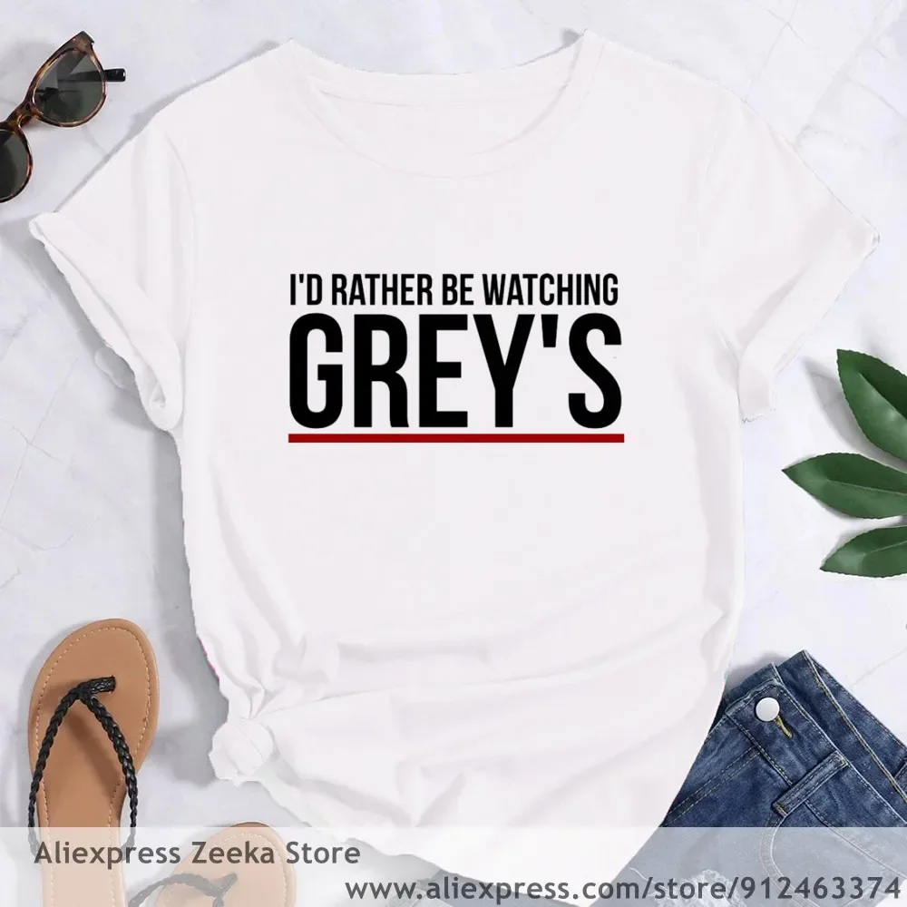 Greys Anatomy You\'re My Person Ullzang  Women Funny Print Ladies T-shirt Girl Y2K Harajuku Basis O-collar White Shirt Short