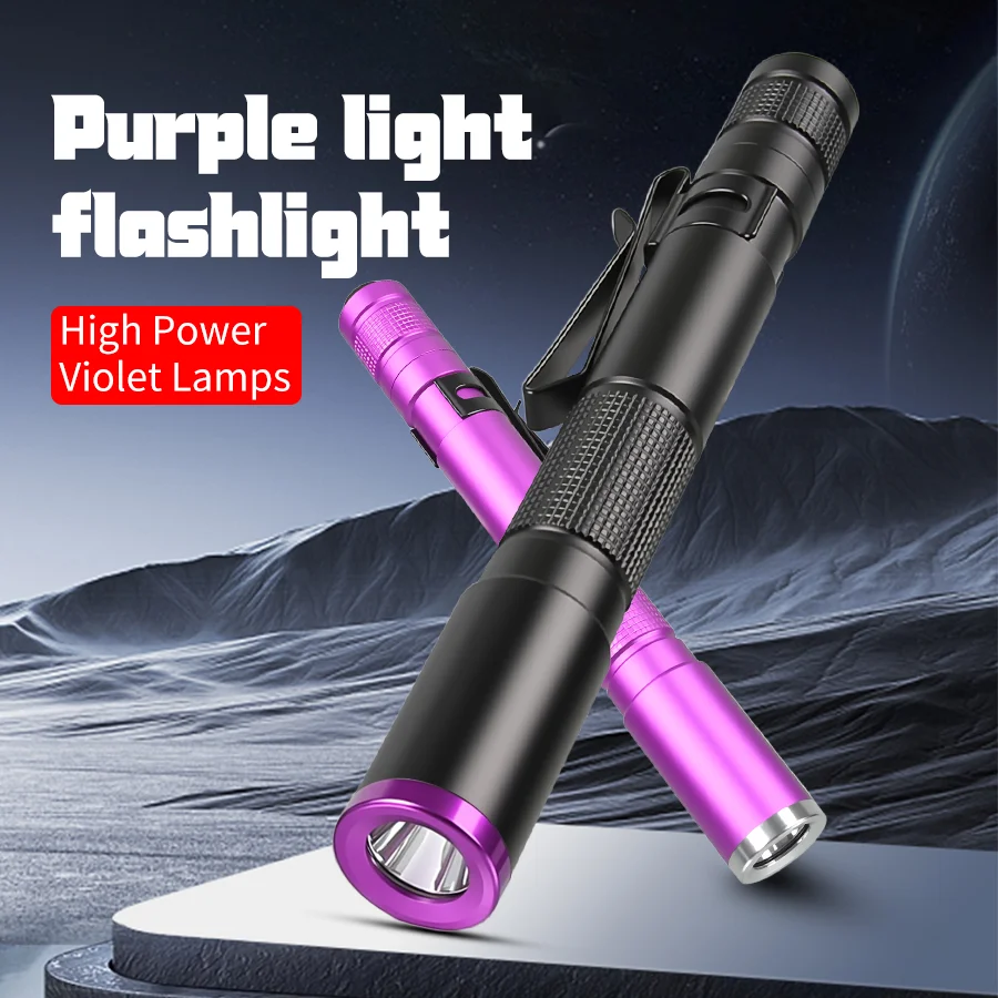 

395nm Mini UV Flashlight Black Light UV Flashlight Handheld Ultraviolet Flashlight Portable Fluorescent Detector Torch Light