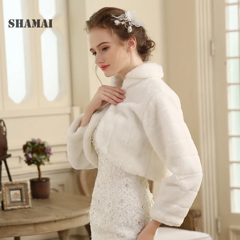 Customized Shawl Wedding Wrap Formal Dress Cheongsam Pregnantwith Married Outerwear Bride Cape Ivory White Autumn Winter Jacket