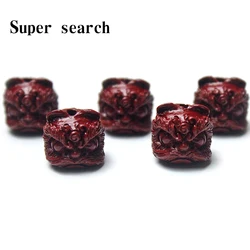 1 Piece Natural Real Red Cinnabar Beads Carved Lion Dance Eardrop Bracelet Necklace DIY Accessories For Woman Gift