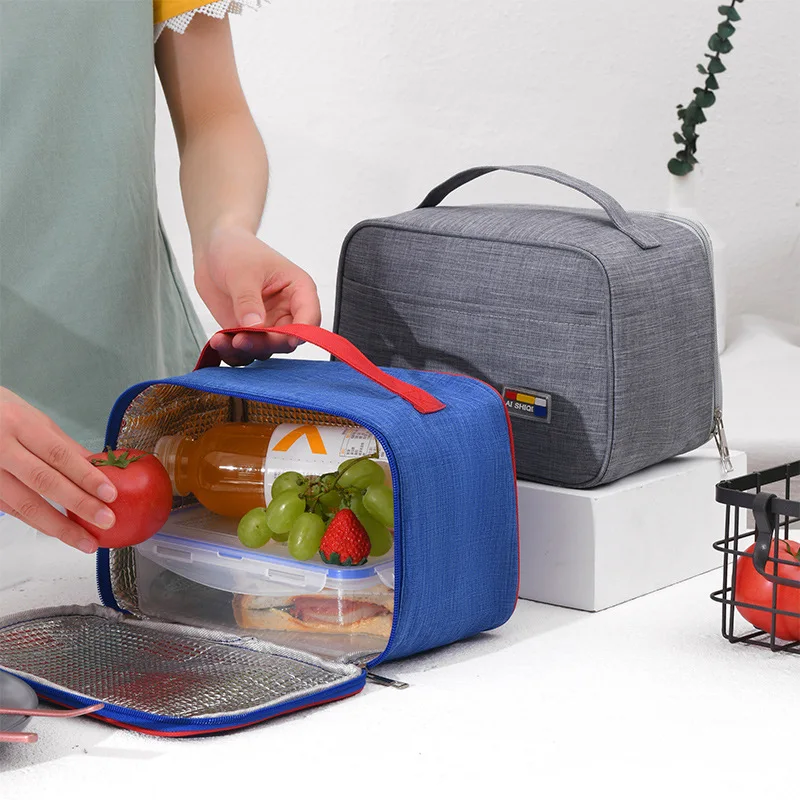 2-style Aluminum Foil Thermal Lunch Bag Waterproof Oxford Cloth Cooler Insulated Bag Bento Bags Portable Large Capacity Rice Bag