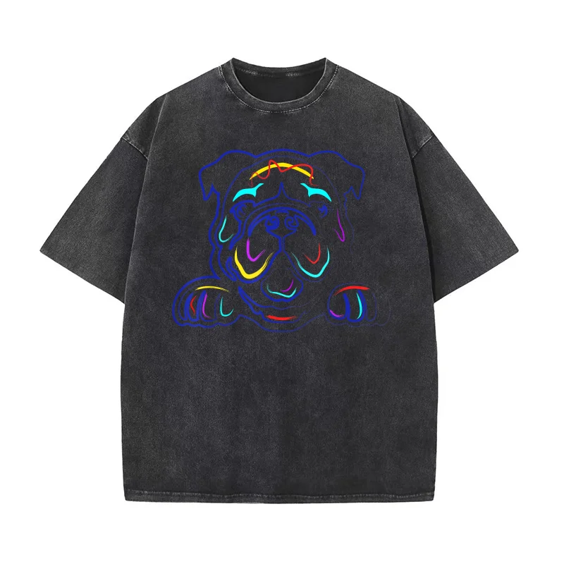 

English Bulldog Lovers Shirts Line Drawing Artsy Bulldog T-shirt Men's Tee Shirt Short Sleeve Male Clothes Fashion