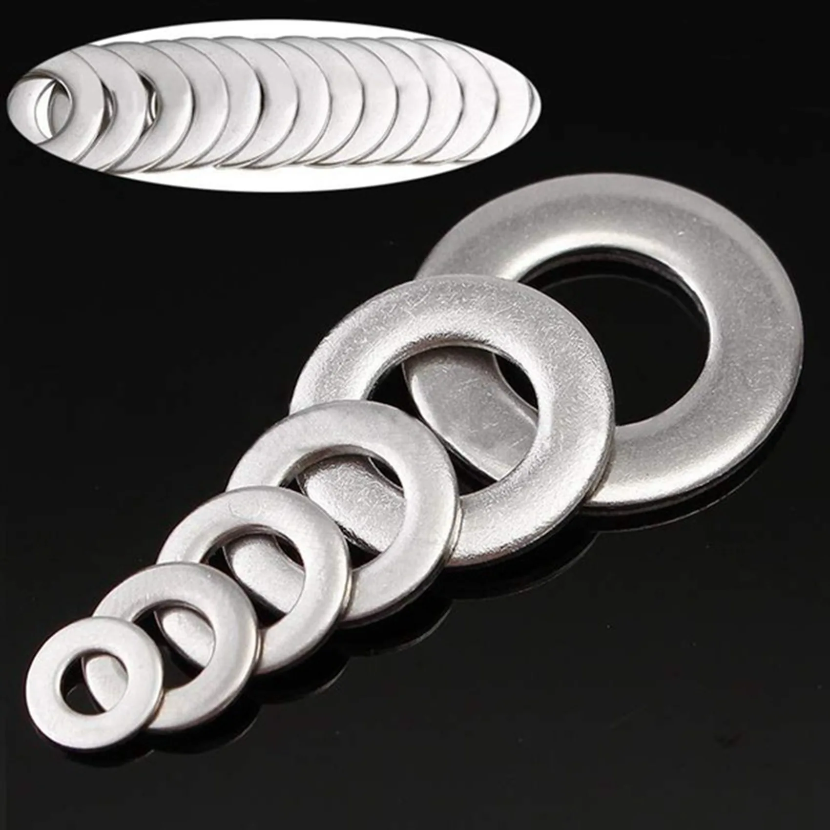 

[Superx&KND]315Pcs 304 Flat Stainless Steel Washers M3 M5 M6 M8 M10 For Screws Repair Kit Tool
