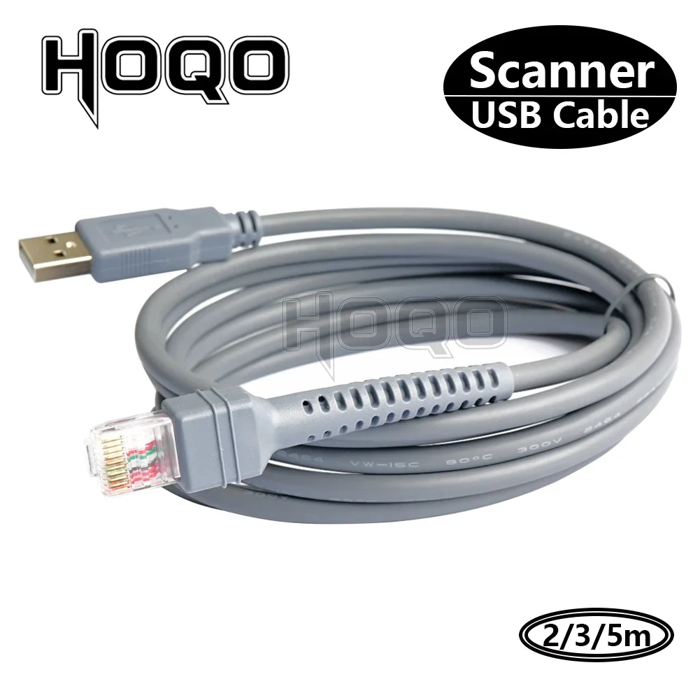 2M USB to RJ45 Barcode Scanner Cable For Symbol LS2208 LS1203 LS4208 DS6708  Cable for Zebra Xunbao Motorola Honeywell 2m 3m