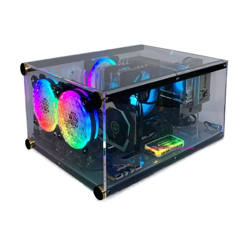 Full-side transparent acrylic horizontal computer host case desktop water-cooled DIY assembly personalized atx creative chassis