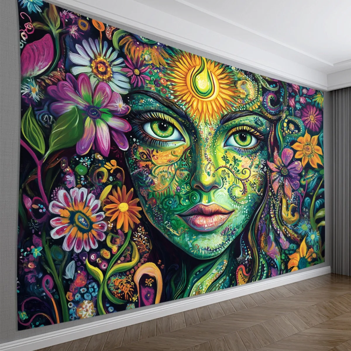 Tapiz de la Diosa Verde de la Vida - Perfecto para Decoración de Sala, Dormitorio, Oficina y Fiestas | Regalo Creativo Ideal