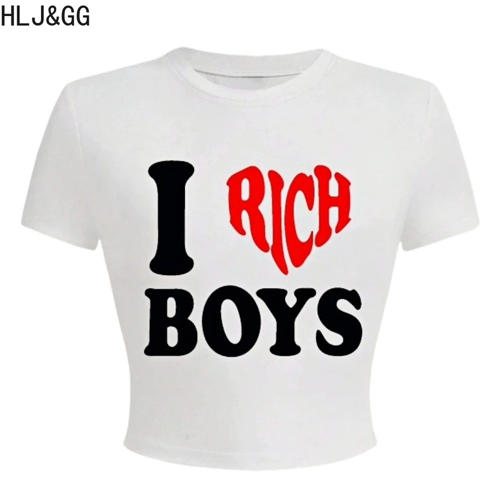 HLJ&GG Fashion Y2K Letter Printing Crop Top Dwuczęściowe zestawy damskie Okrągły dekolt Koszulki z krótkim rękawem i spodnie w panterkę Stroje 2025 — zdjęcie 5