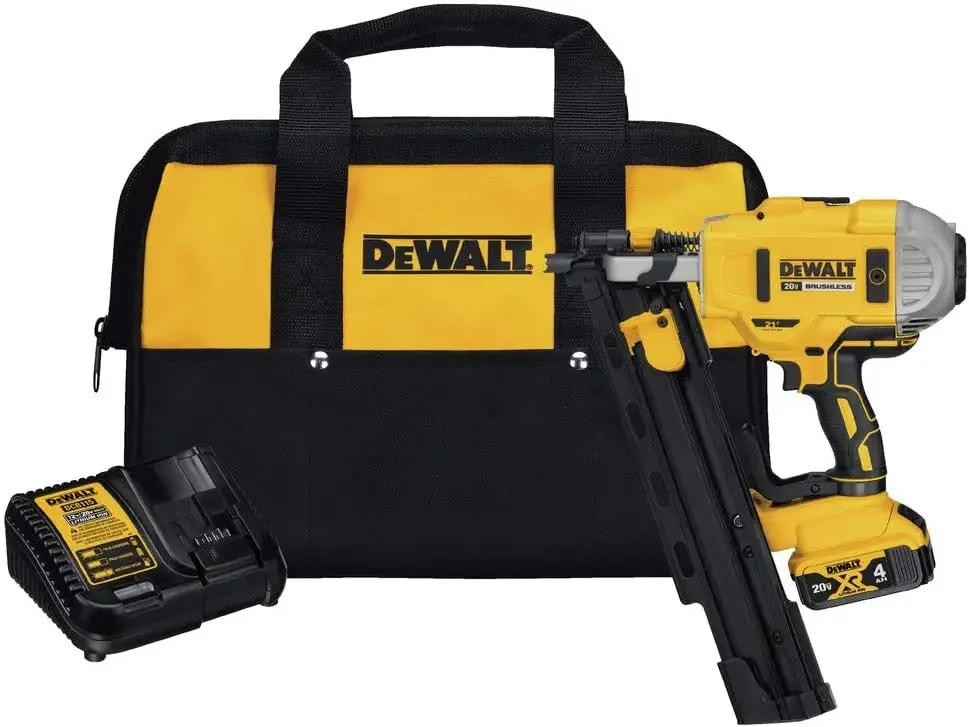 Kit de nailer de enquadramento DEWALT 20V MAX*, 21 graus, colado de plástico (DCN21PLM1)