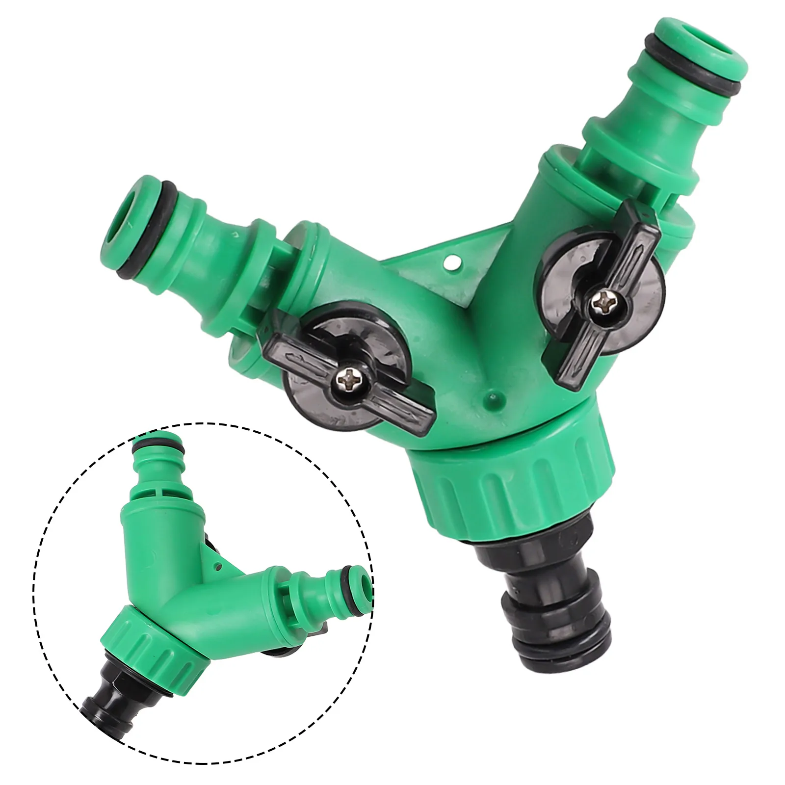 Two Way Garden Hose Distributor with 16mm Threaded Inlet and Dual Flow Adjustment for Use with Sprinklers Soakers and Wash