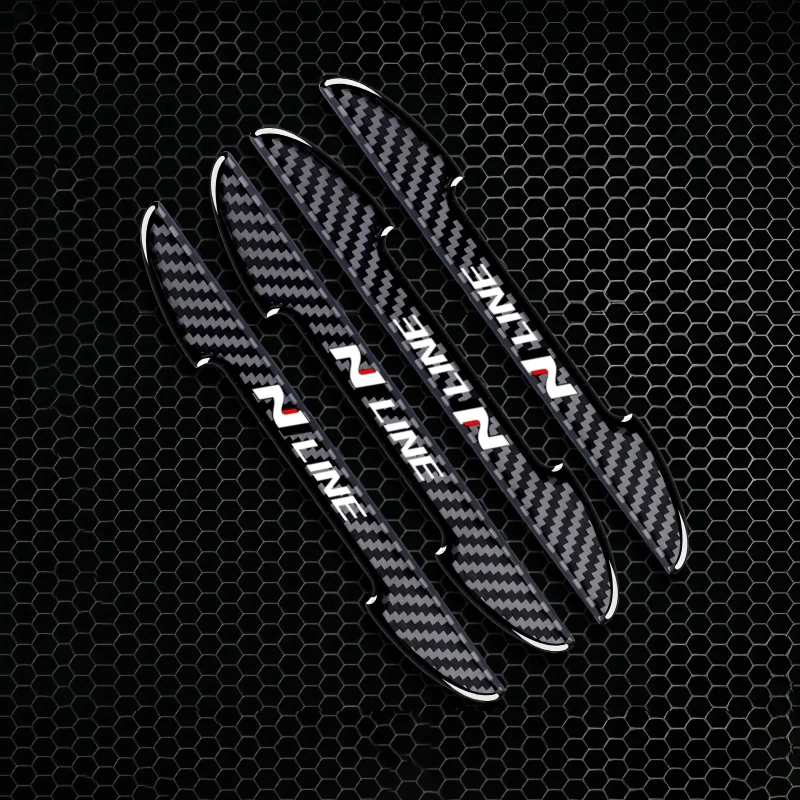 4PCS Carbon Fiber Protective Strip Car Side Door Edge Protector Anti-collision Sticker For Hyundai N Line I10-30 Car Accessories