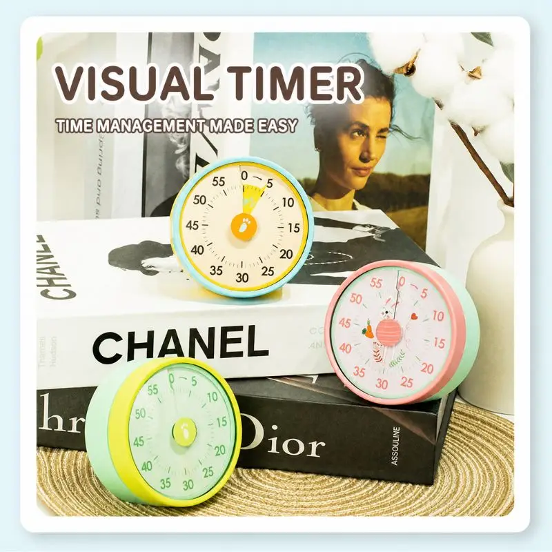 Visual Mechanical Countdown Timer With Bracket Magnetic Mount Kitchen Cooking Reminder Timing For Student Study Household Use
