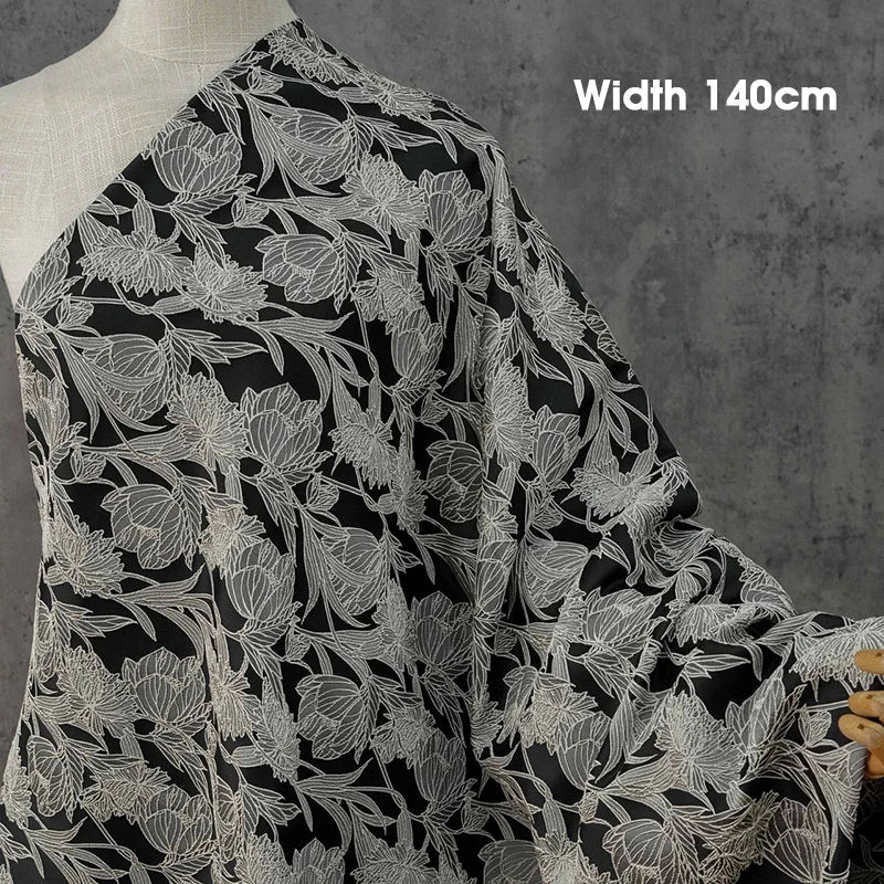 

1M Retro Embossed Floral Jacquard Fabric 3D Yarn-dyed Designer Fabric For Diy Sewing Elegant Dress Suit Coat Bag