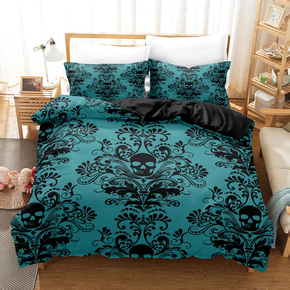Gothic Stil Schädel Bettwäsche Sets Für Erwachsene Bett Liefert Set Bettbezug Set Mit Kissenbezüge Keine Füllung Luxus Geburtstag Geschenke – Detail 8