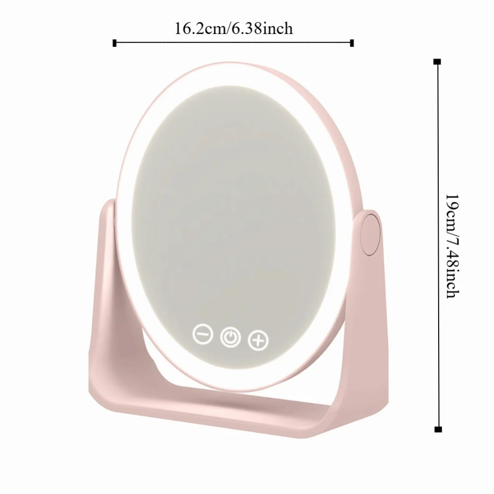3 Color LED Makeup Mirror Smart Dimmable 5x Magnifying Mirror with Led Rotatable Electric Makeup Beauty Mirror Travel