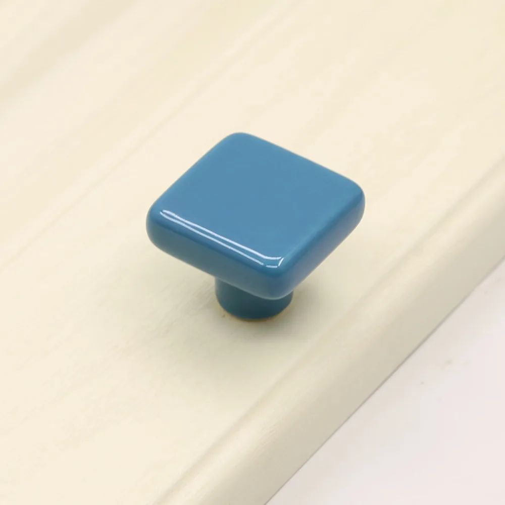 Simplicity Single Hole Colored Ceramic Knob Ceramic Pull Handles Drawer Knobs Modern Square Door Knob Children