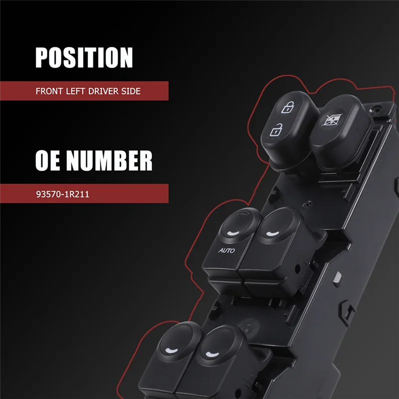 1 قطعة الجانب الأمامي الأيسر للسائق الطاقة الكهربائية الرئيسية نافذة رفع التحكم التبديل 93570-1R211 الأسود ABS لشركة هيونداي أكسنت 2015-2017 #6