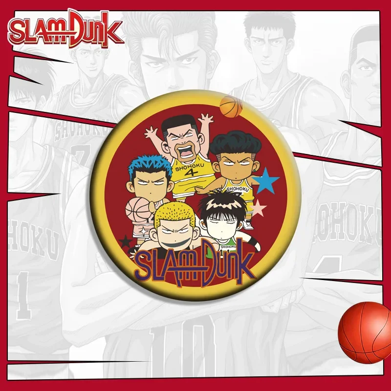 5.8cm High Quality Round Brooches Sakuragi Hanamichi Mitsui Hisashi Rukawa Kaede Figure Badge Hot Selling Collar Lapel Pins