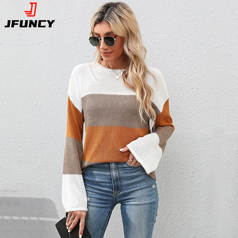 

JFUNCY Women Sweater Women's Pullovers Woman Knit Tops Female Winter Clothing Women Knitwears Autumn Ladies Knitted Jumper