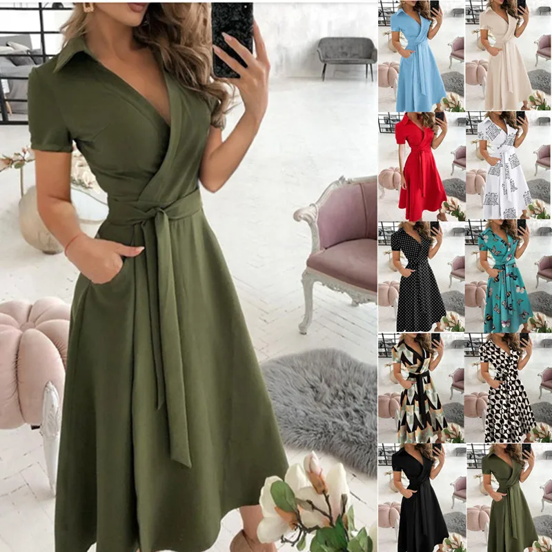 

Fashion Point Elegance and Elegance Spring/Summer Fashion Long sleeved V-neck Printed Hip 2023 Women's Dress Irregular