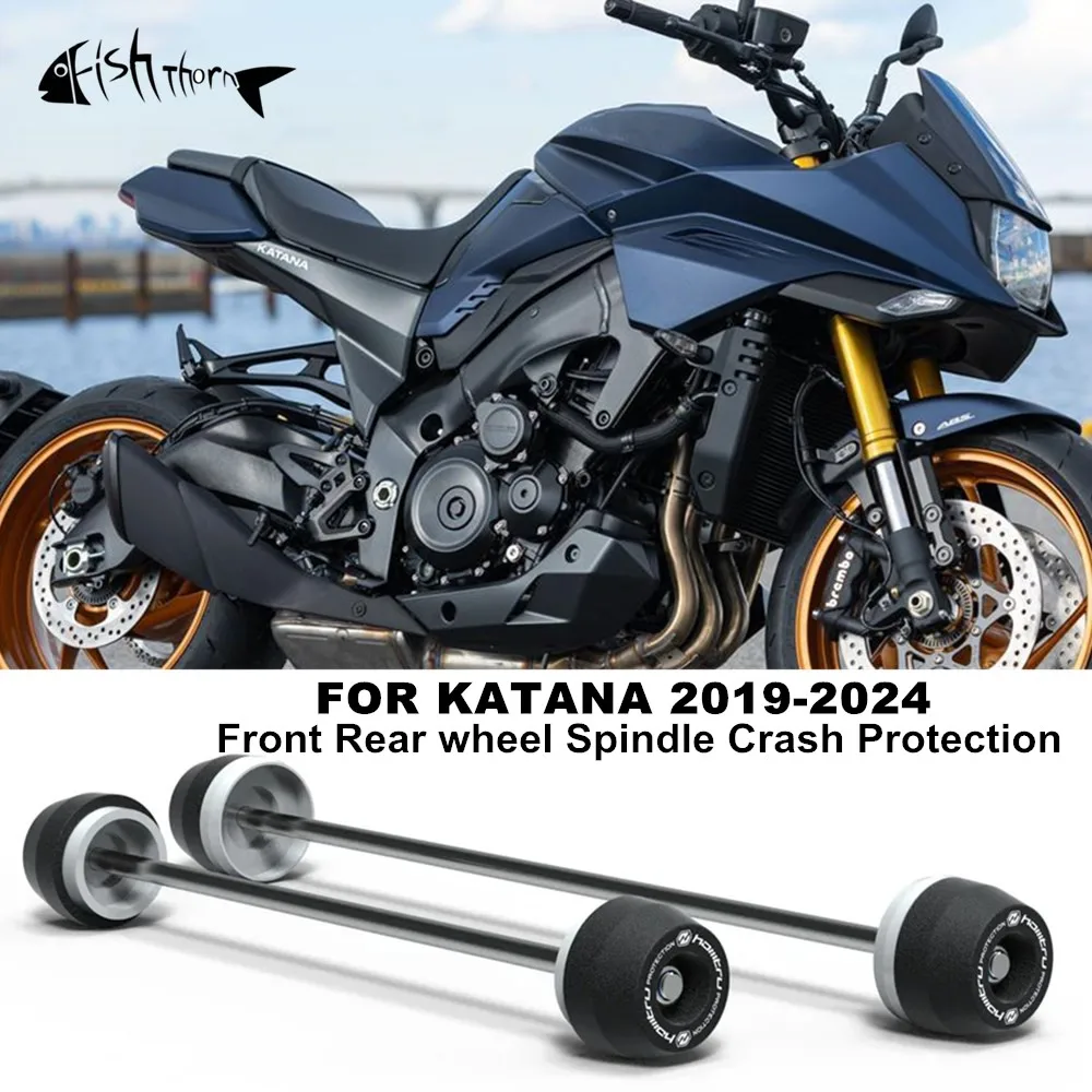 For Suzuki KATANA 2019 2020 2021 2022 2023 2024 Motorcycle Front & Rear Axle Fork Crash Sliders Wheel Protection