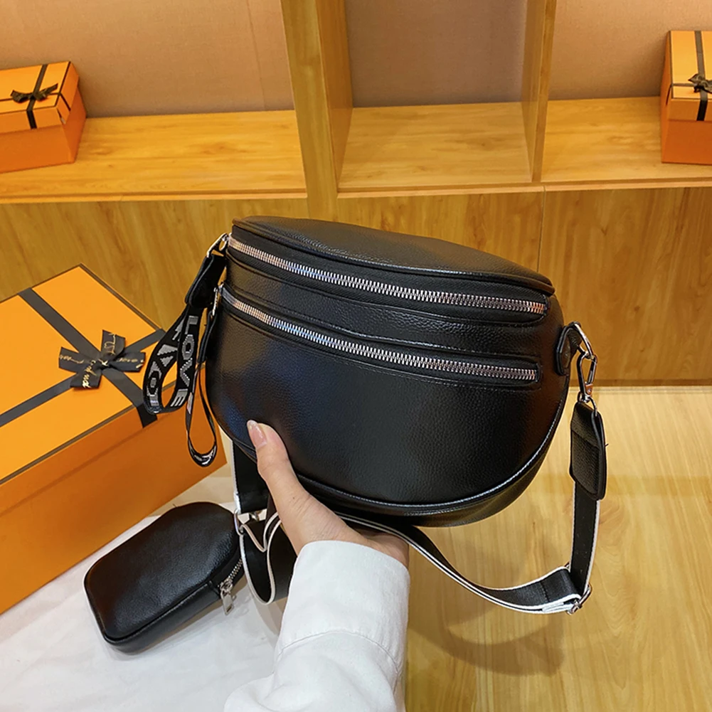 حقيبة صدر متعددة الجيوب، حقيبة ساعي البريد للسيدات من جلد البولي يوريثان، كاجوال مع محفظة صغيرة ناعمة ومحمولة وقابلة للتعديل للتسوق للفتيات #3