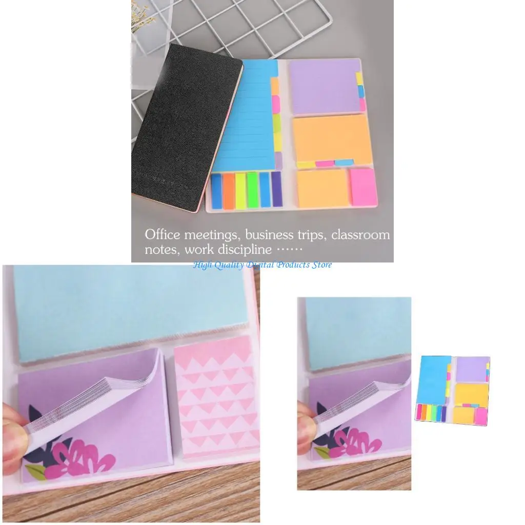 

U2JE Multipurpose Planner Adhesive Note Set Leather Journal Notebook with Dotted Lined & Blank Pages for Meetings Reminders