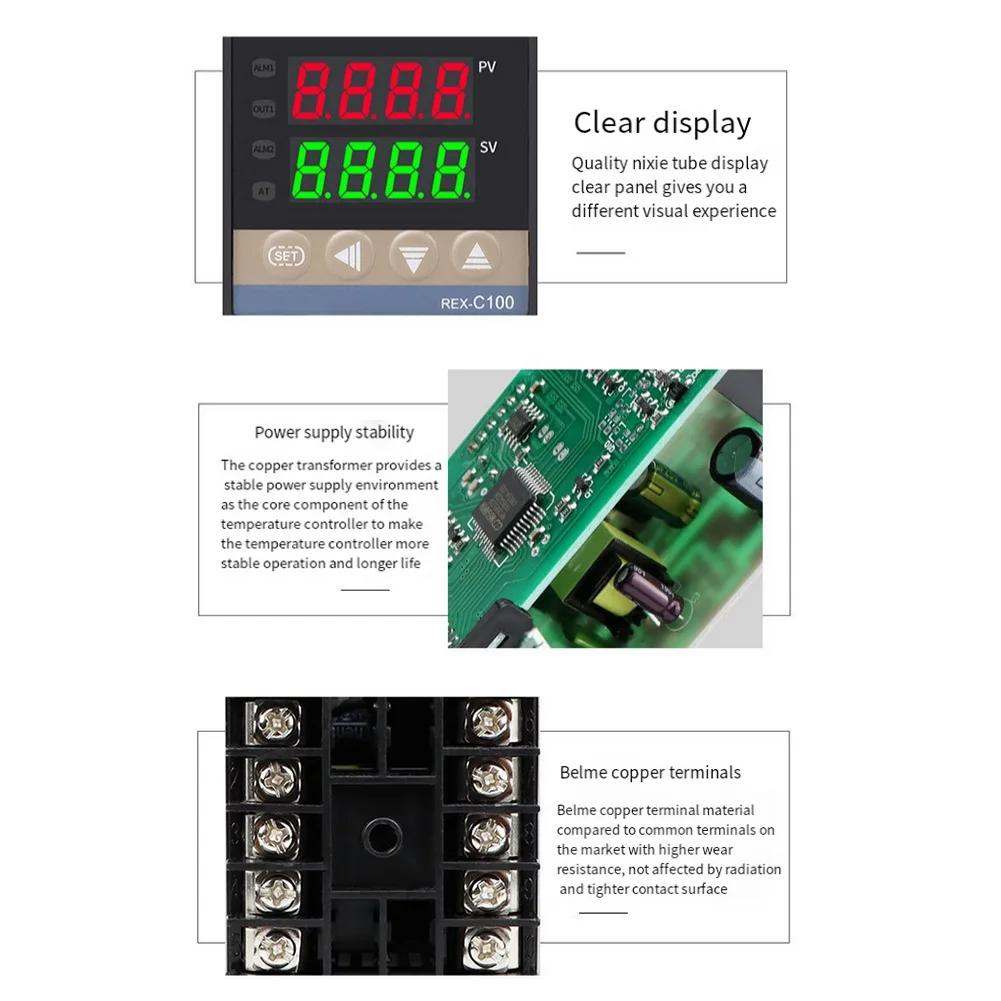 PID Control Digital Thermostat Alarm Range Adjustable High-Precision Components For Injection Molding Machines